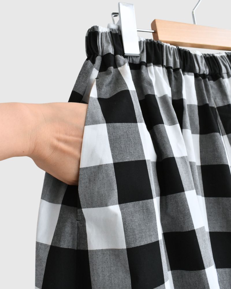 ブロックチェック キュロットパンツ White/Black