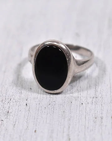 #1209 VINTAGE SILVER ONIX RING FRANCE