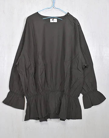 【sale】DRAWSTRING BLOUSE Gray　140cm