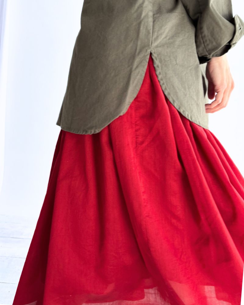 COTTON HERRINGBONE WASH HENRY NECK SHIRT KhakiHerringbone