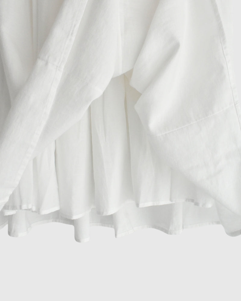 TWILL COTTON KHADI PLAIN GATHERED SKIRT White