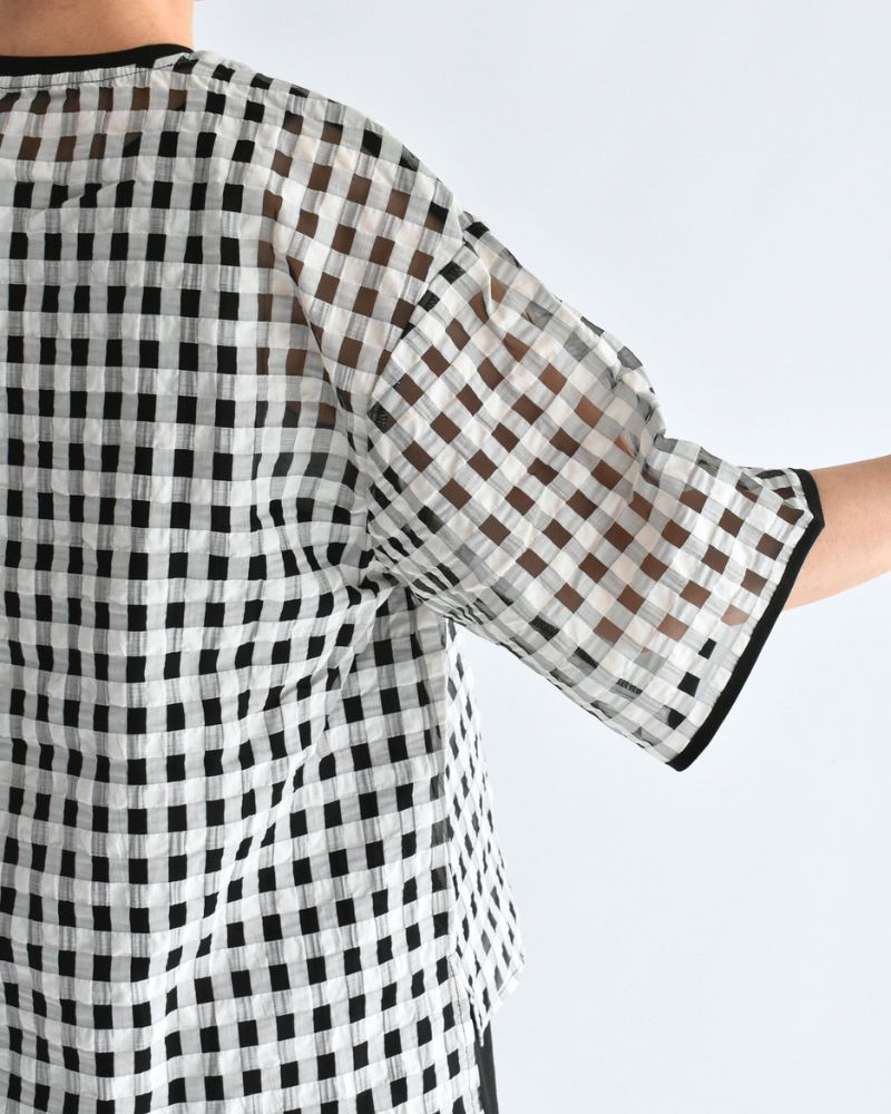 シアーチェッククルーネックトップス 'MEHINA' Black