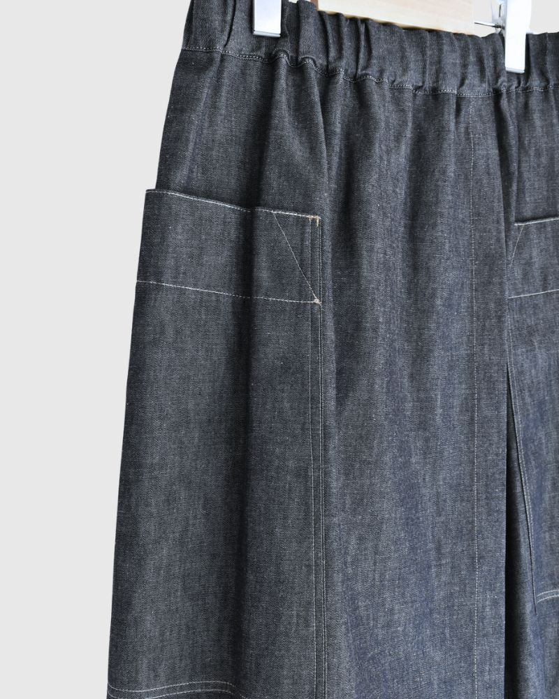 HEART-DENIM アシンメトリーラップ風スカート Indigo