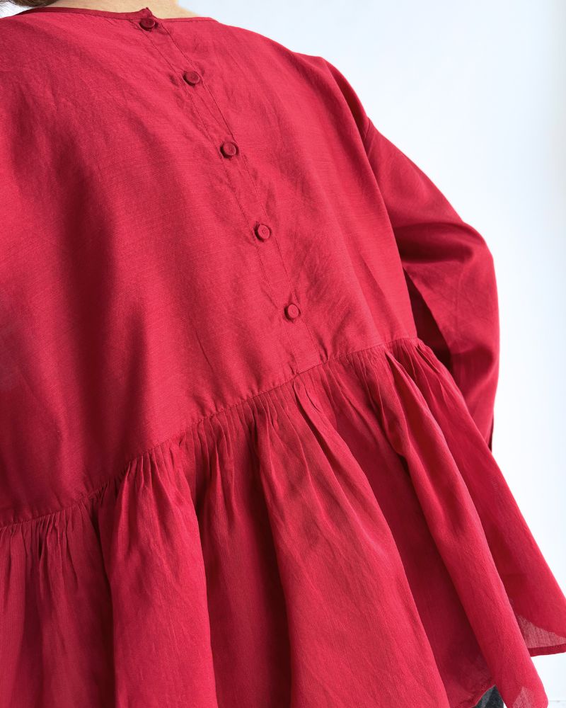 RAHASTHAN TUCK GATHERED PULLOVER Red