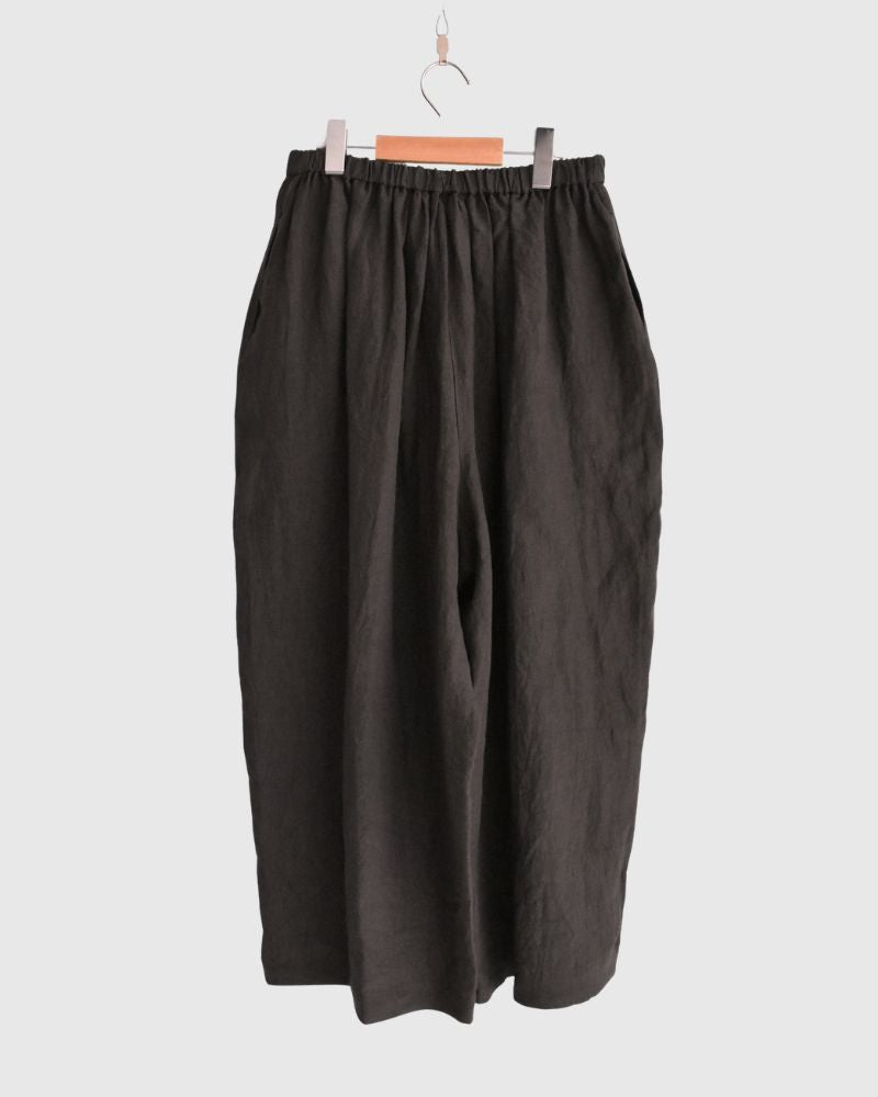 ワイドコクーン ギャザーパンツ（LINEN） Brown
