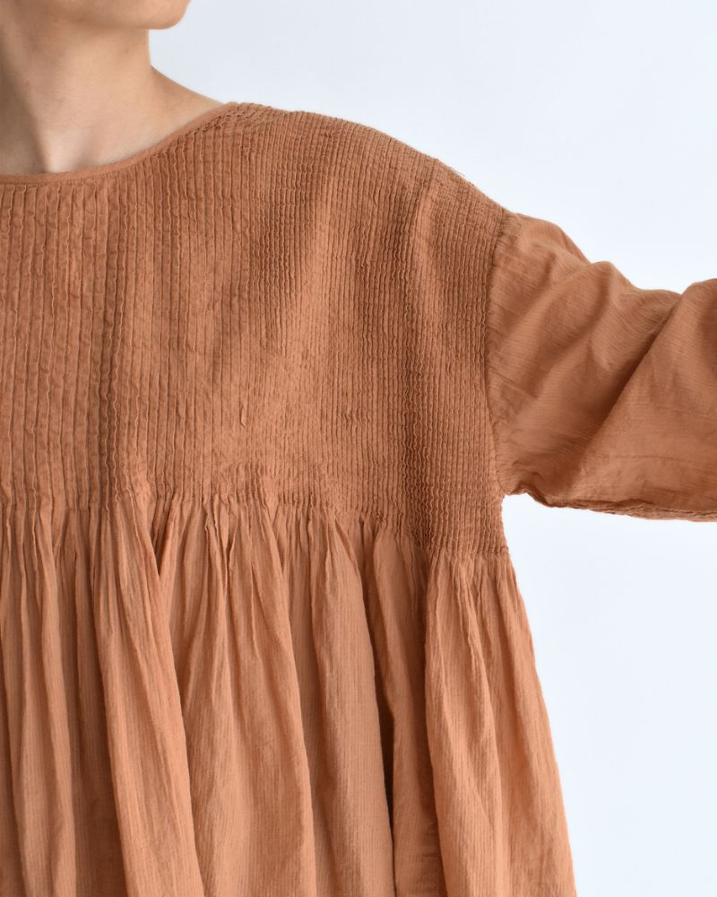 CREW-NECK 3/4 SL SHIRT WITH MINI PINTUCK DarkOrange