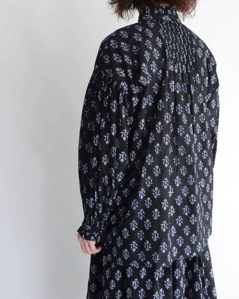 FRILL COLLAR SHIRT WITH MINI PINTUCK Black