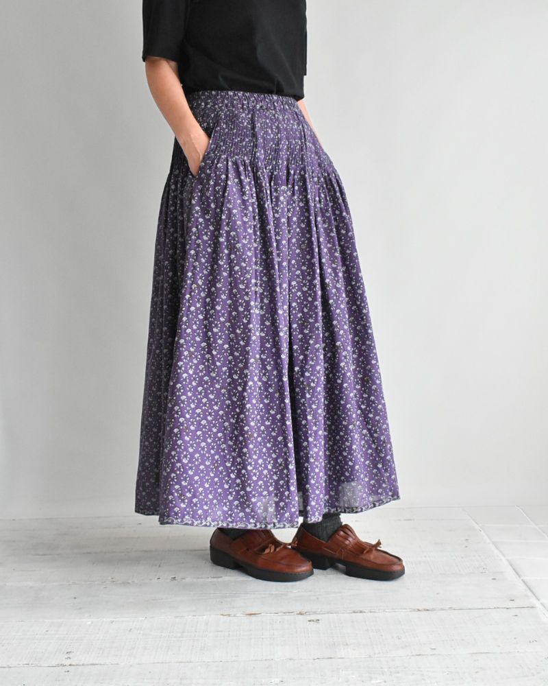 RAJASTHAN TUCK GATHERED SKIRT WITH LINING Purple