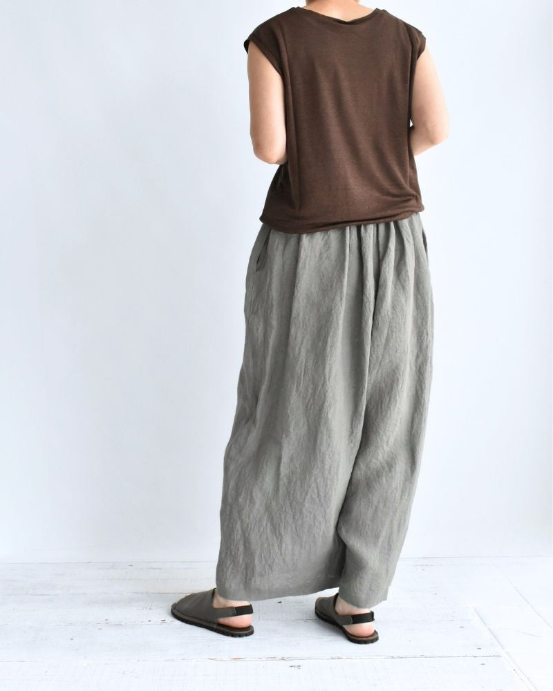 ワイドコクーン ギャザーパンツ（LINEN） Gray
