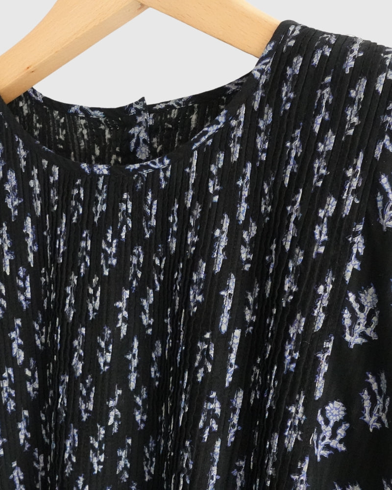 CREW-NECK P/O SHIRT DRESS WITH PINTUCK Black