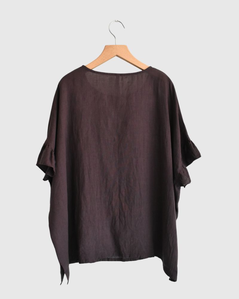 フリルトップ ブラウス Brown