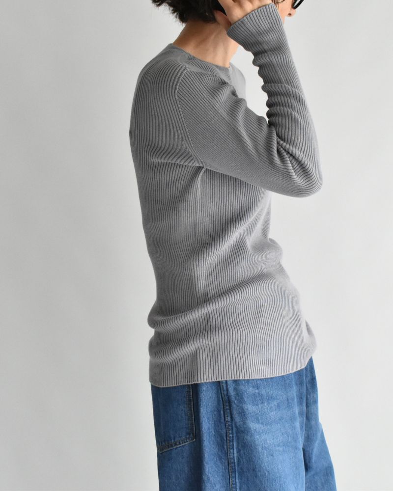JAPAN WHOLEGARMENT リブニットプルオーバー LightGray