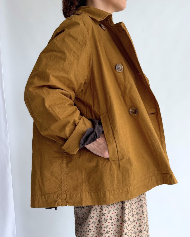 ダブルボタンショートコート Brown