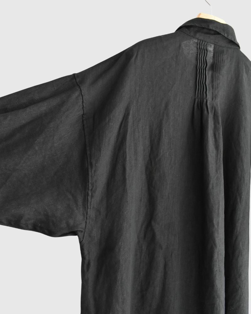リネンタックシャツドレス Black