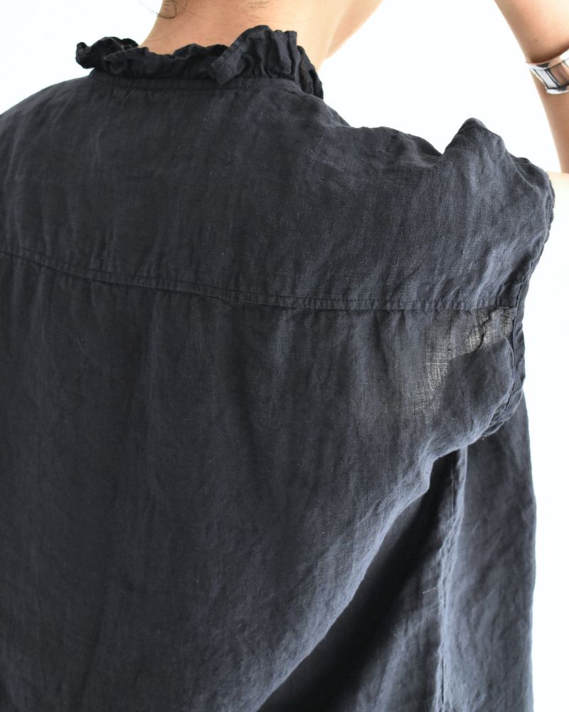 FRENCH/SL FRILL COLLAR SHIRTS Marine