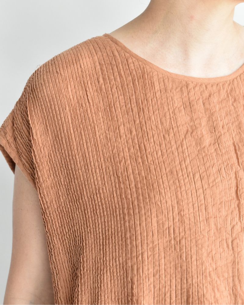 CREW-NECK F/SL DRESS WITH PINTUCK DarkOrange