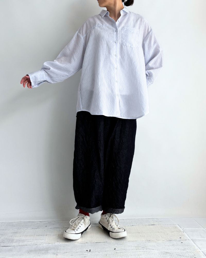 シアーストライプシャツ 'TESSA' Saxe