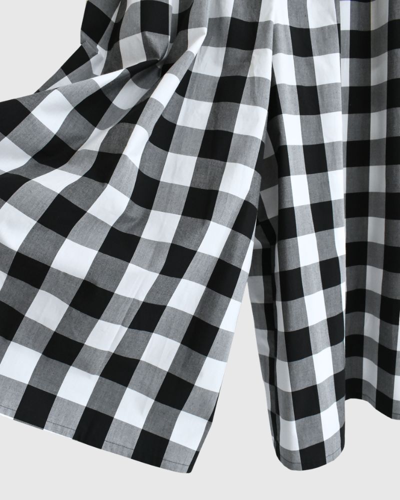 ブロックチェック キュロットパンツ White/Black