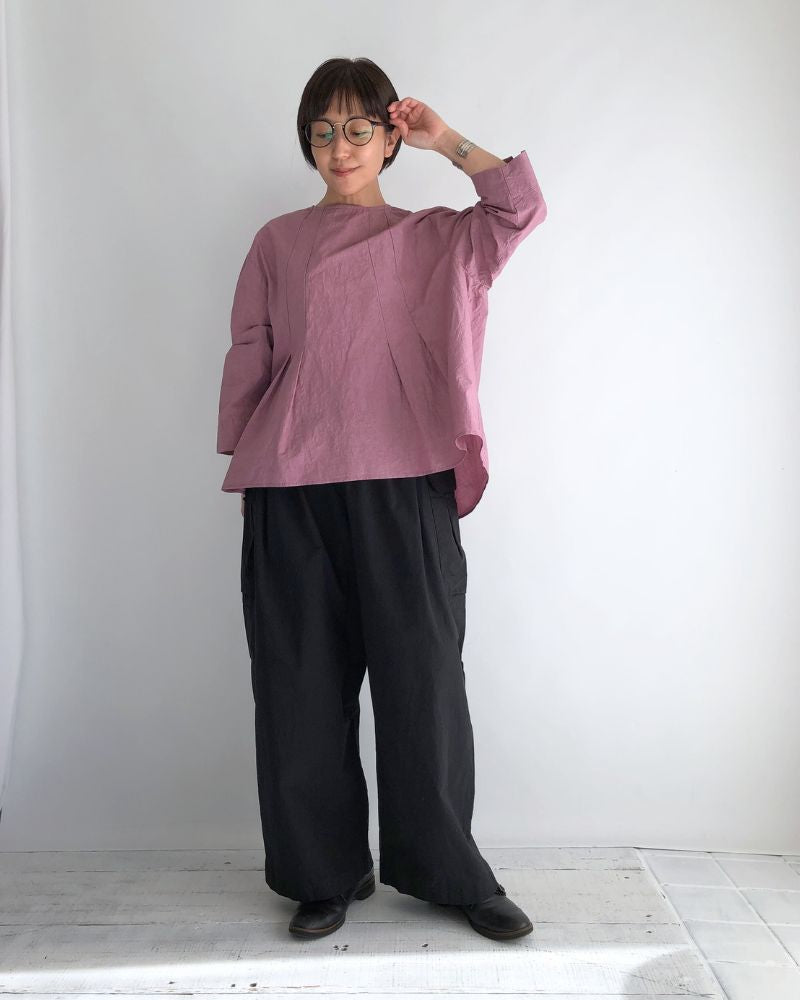 タックブラウス Plum