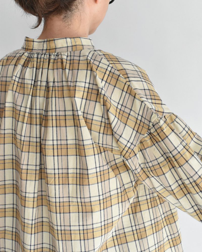 チェックヘンリーシャツ Beige/NavyCheck