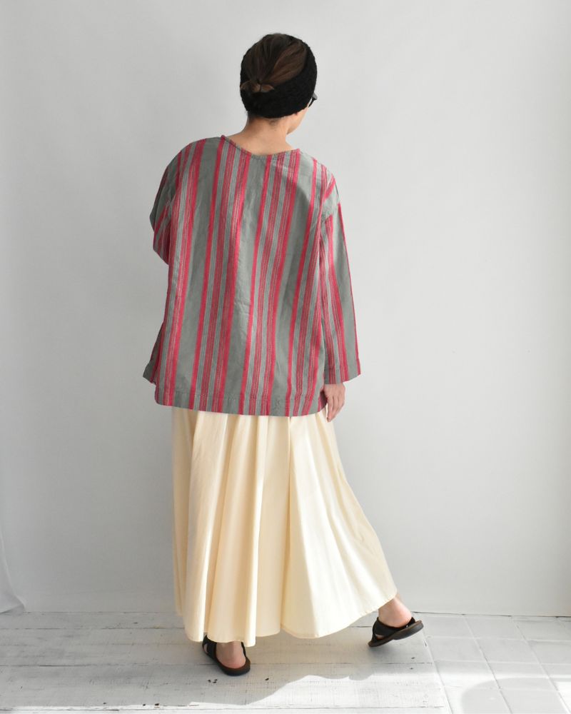 ジャガードストライプシャツ Khaki/Pink