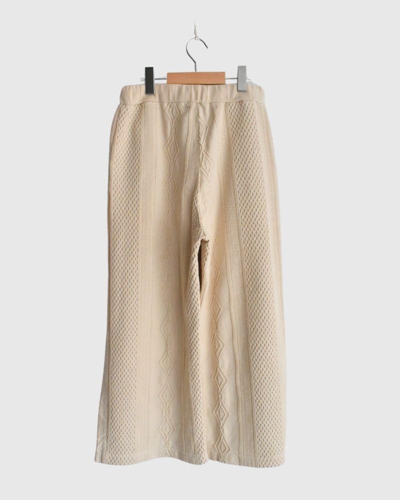 【sale】JACQUARD GARMENT DYE WIDE PANTS Ivory