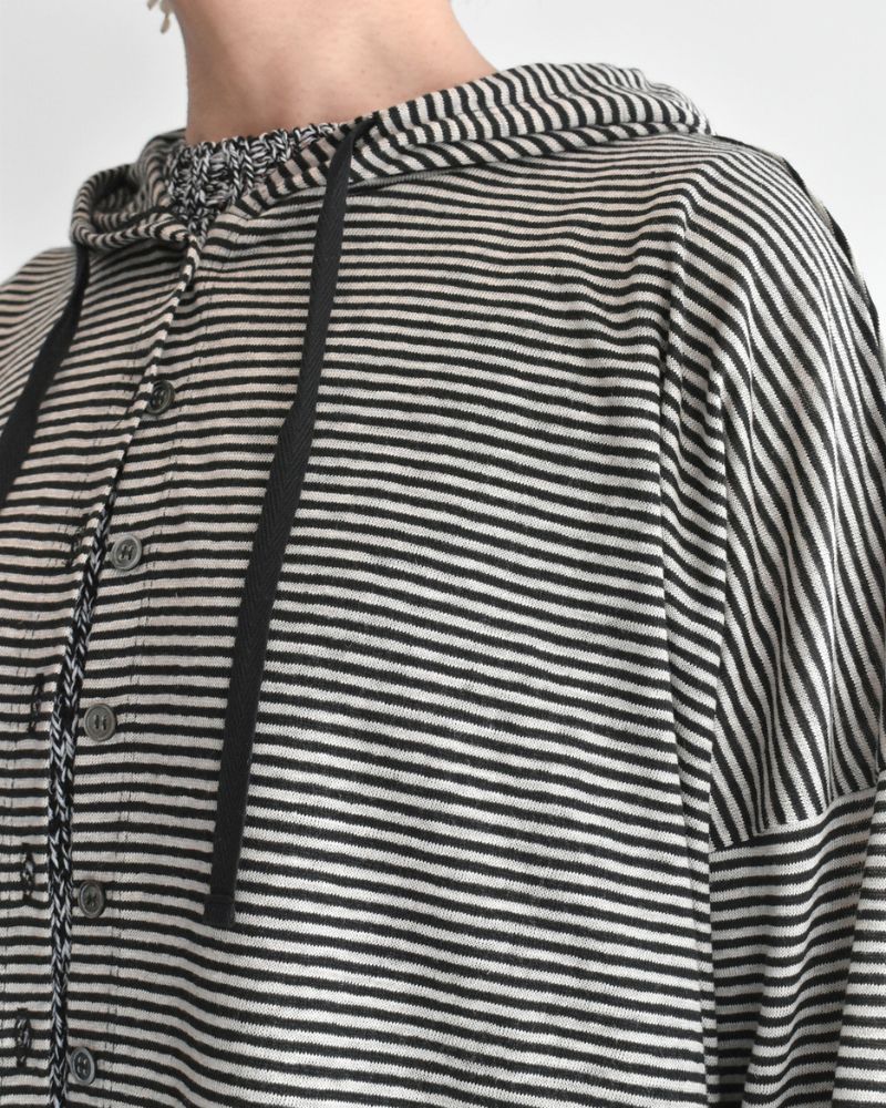フードカーディガン（LINEN） Natural/Black