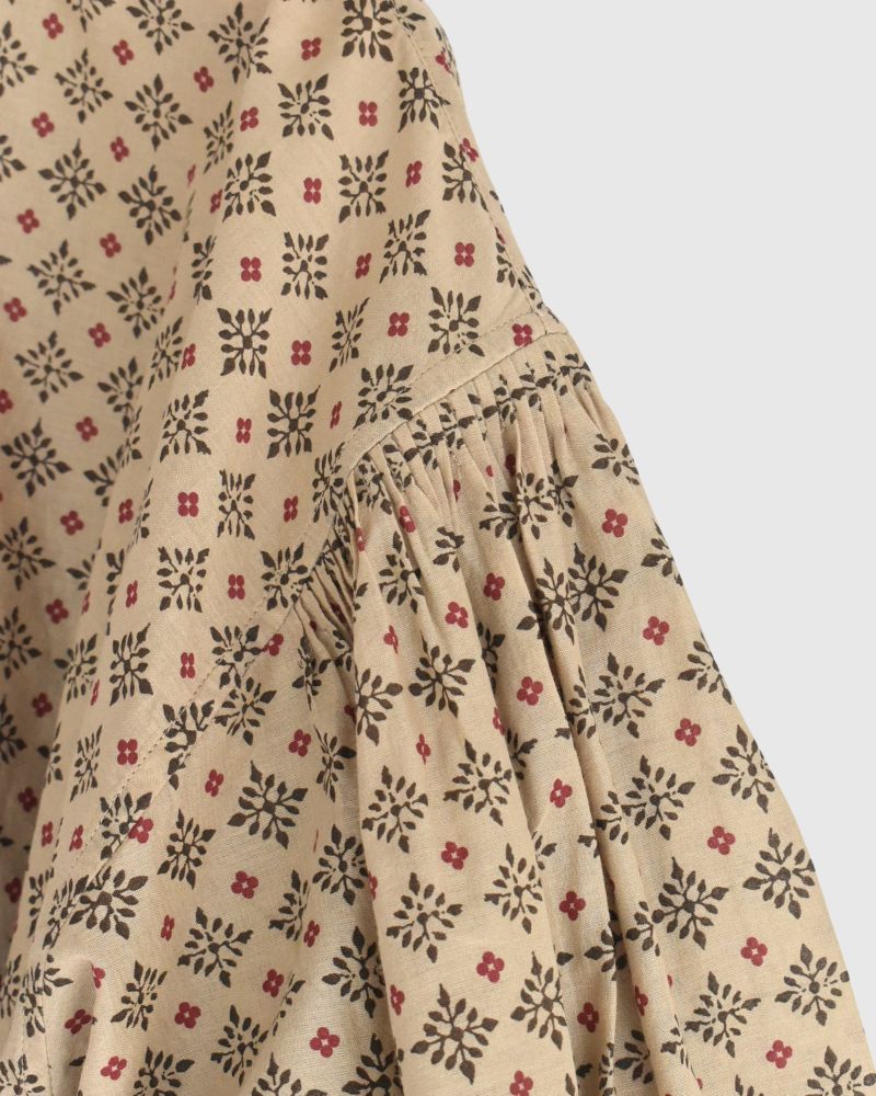 BANDED COLLAR SHIRT WITH MINI PINTUCK Beige
