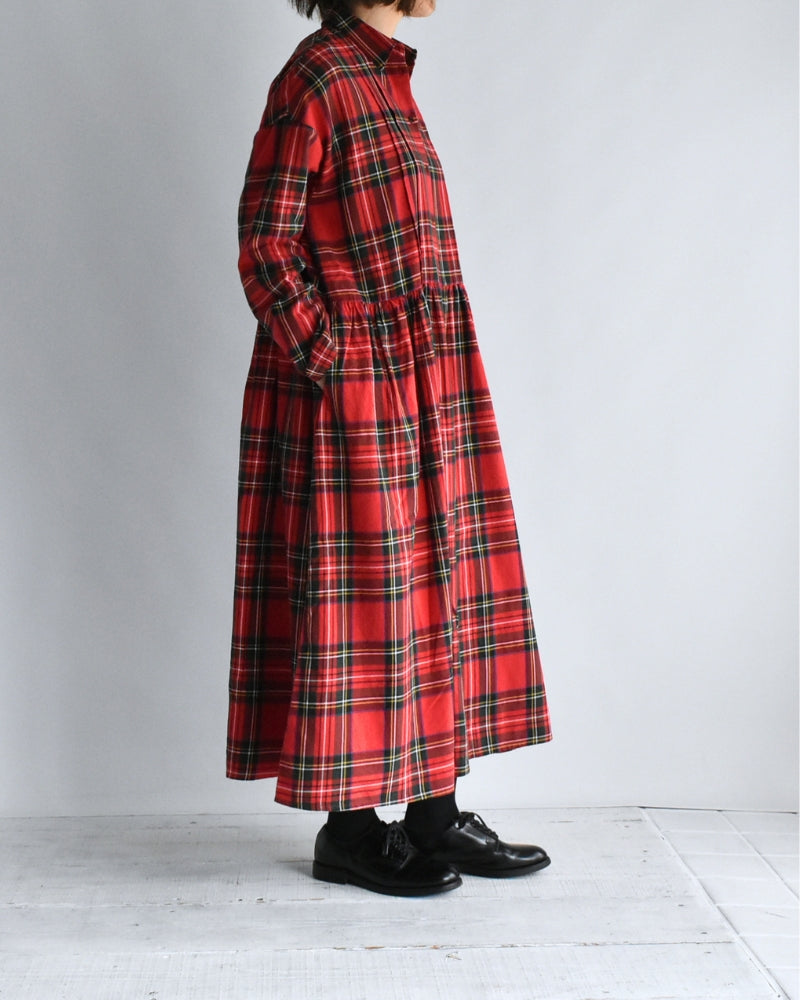 インディゴタータン ファンデーションシャツドレス Red