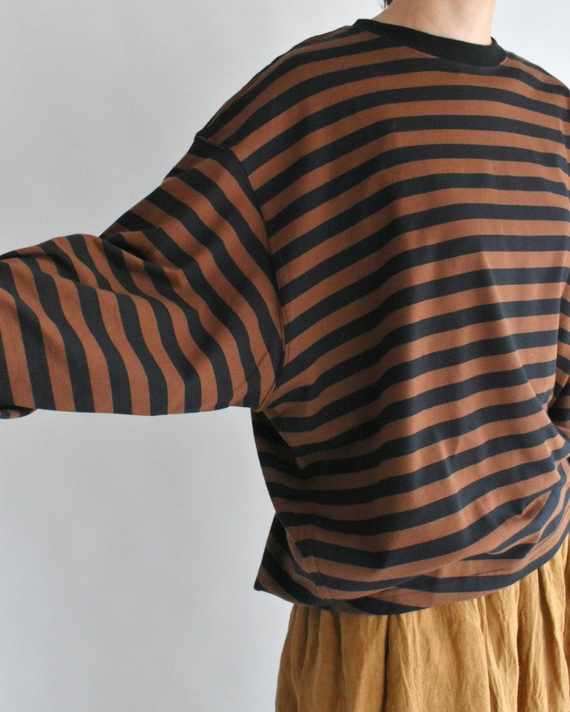 タック コクーンTシャツ Brown/Black Border