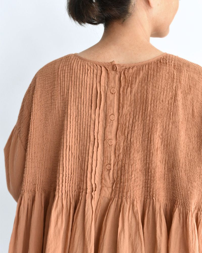 CREW-NECK 3/4 SL SHIRT WITH MINI PINTUCK DarkOrange