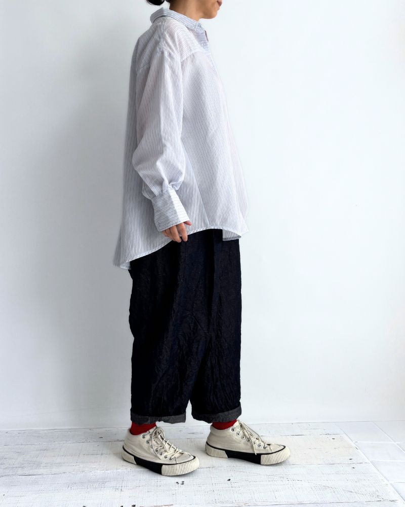 シアーストライプシャツ 'TESSA' Saxe