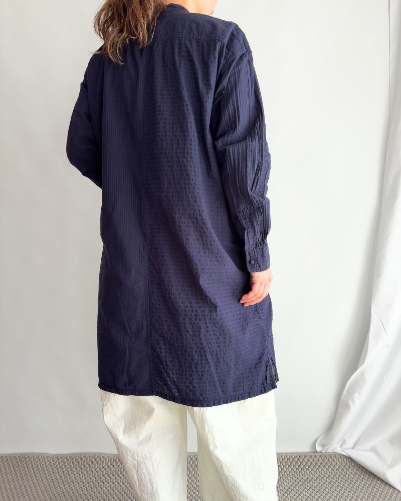80s ORGANIC CHECK COMBI OVERDYE / BALL BUTTON 4 POCKET LONG JACKET Navy
