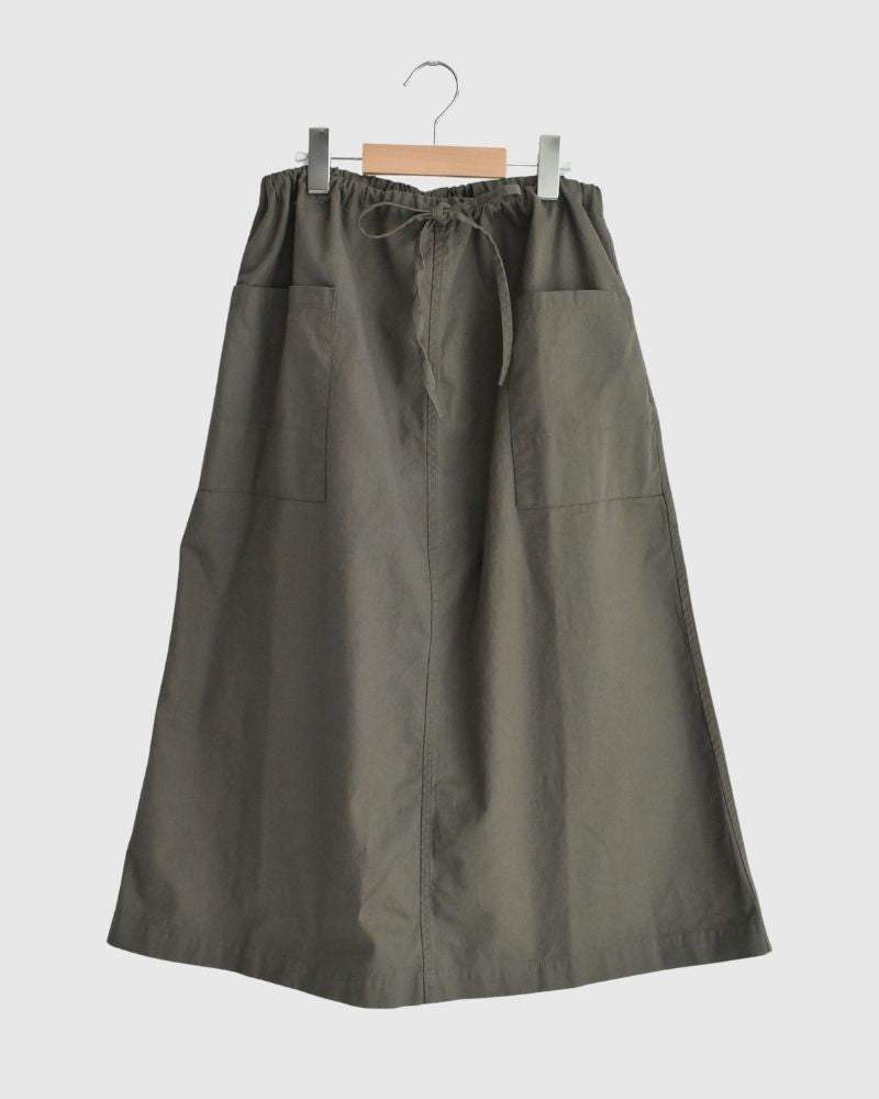 COTTON HERRINGBONE WASH EASY SKIRT KhakiHerringbone