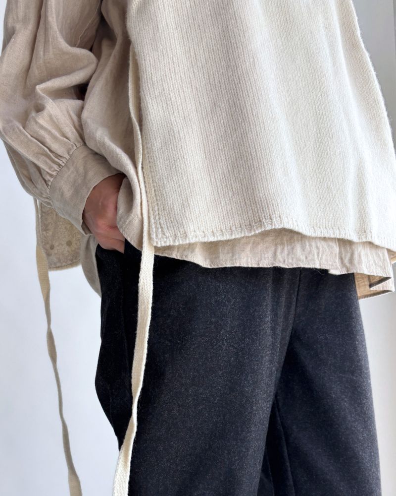 WOOL FLANNEL EASY TAPERED PANTS Charcoal