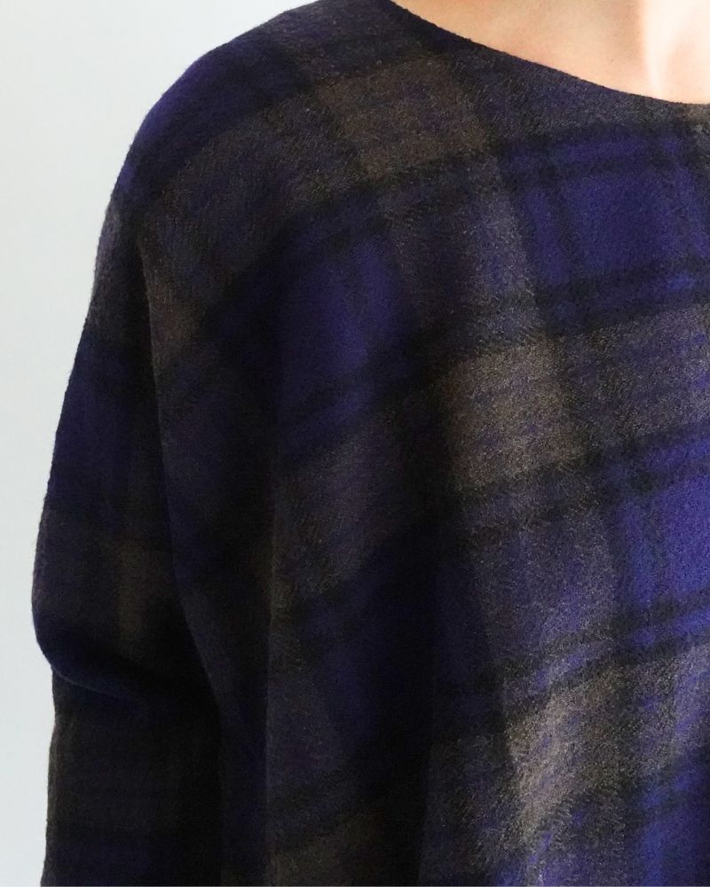 ウールガーゼボイル リバーシブルトップ Navy/Brown