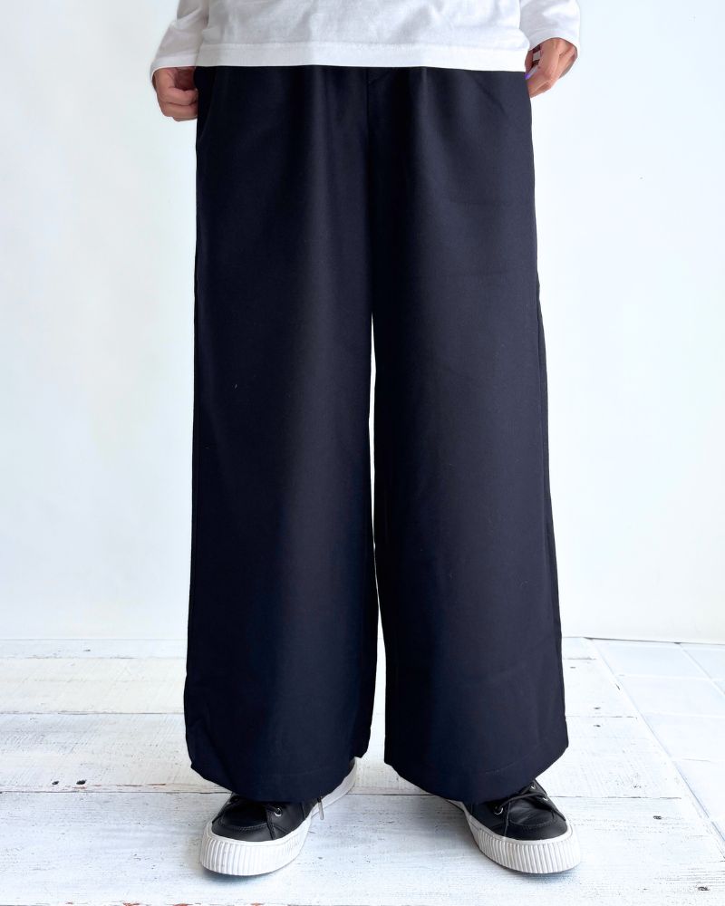 WOOL FLANNEL EASY WIDE PANTS Navy