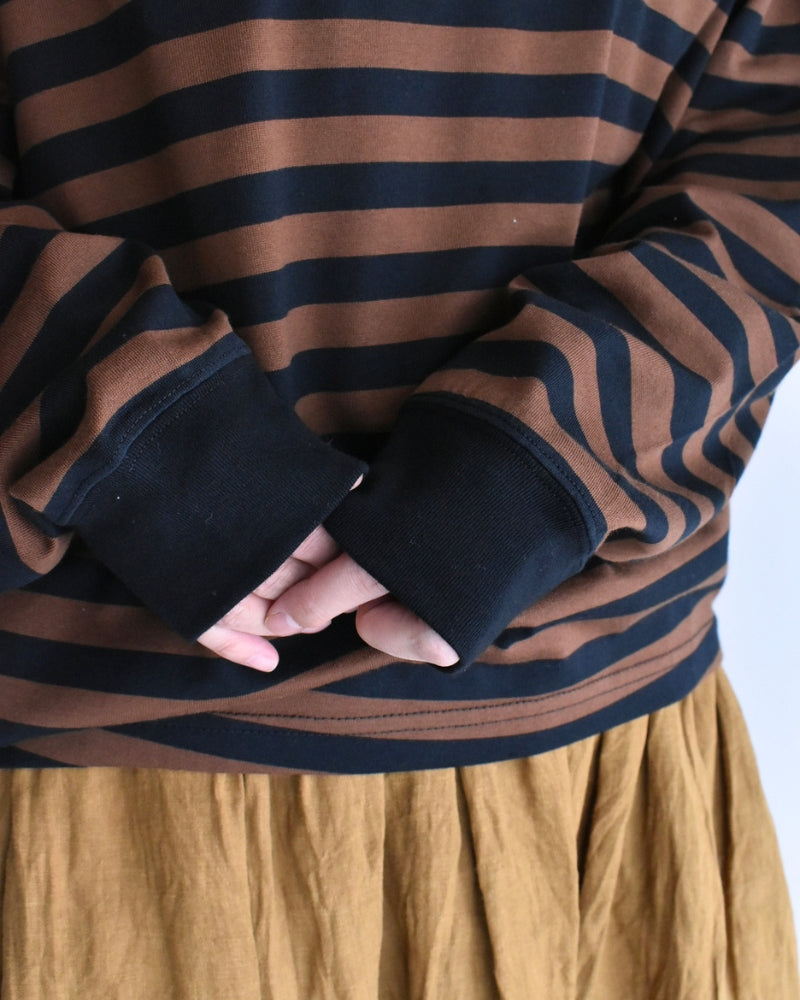 タック コクーンTシャツ Brown/Black Border