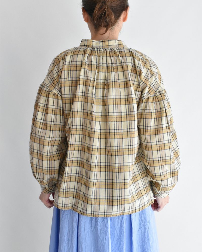 チェックヘンリーシャツ Beige/NavyCheck