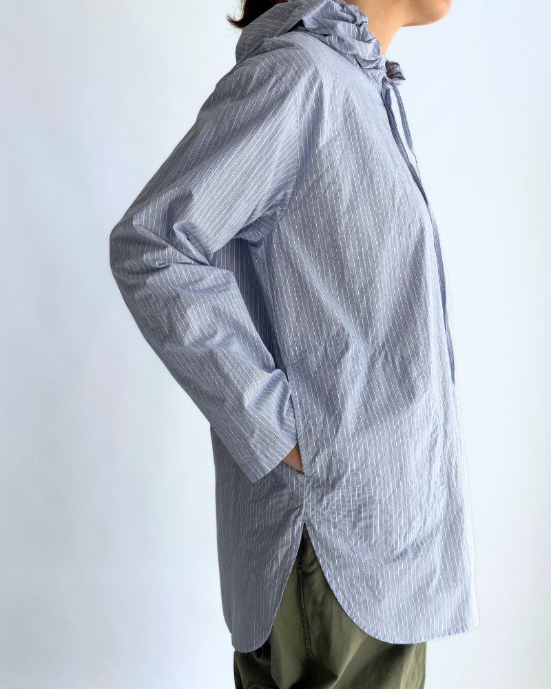 フーディシャツ White/Sax Stripe