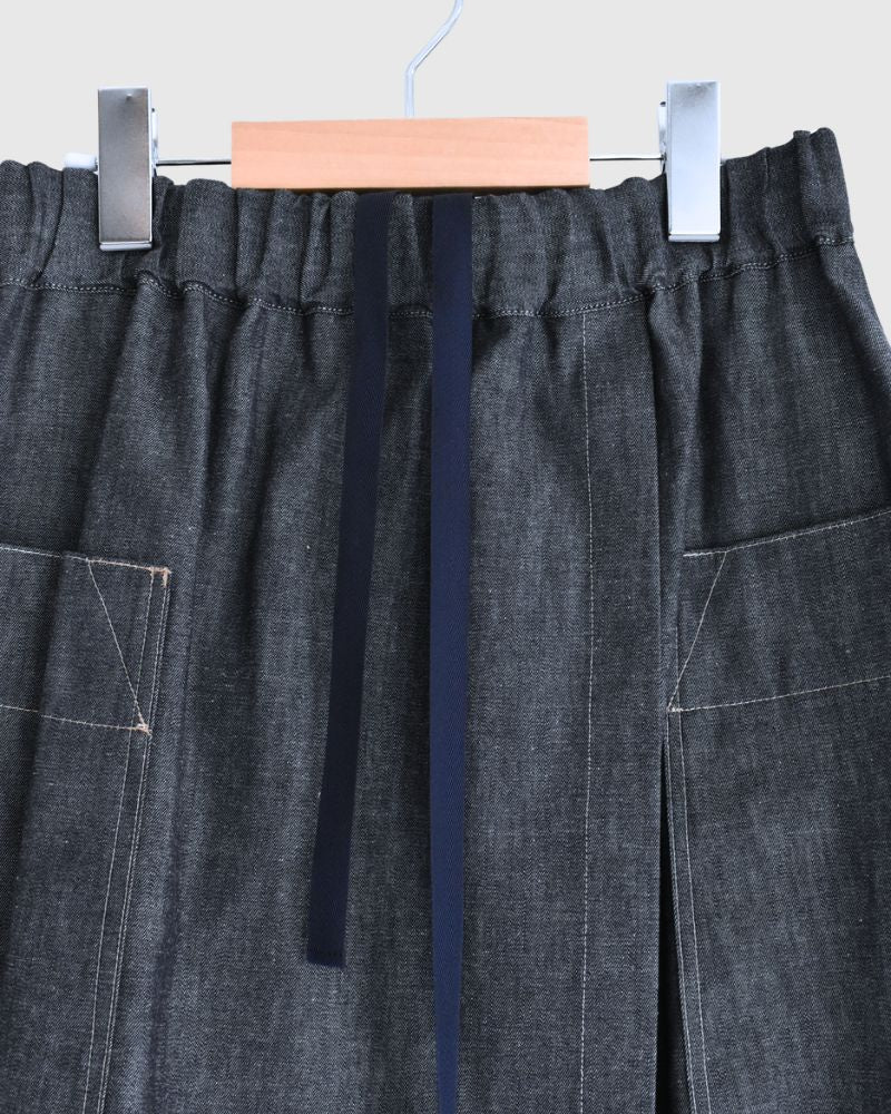 HEART-DENIM アシンメトリーラップ風スカート Indigo