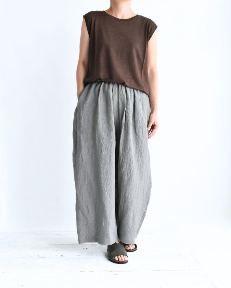 ワイドコクーン ギャザーパンツ（LINEN） Gray