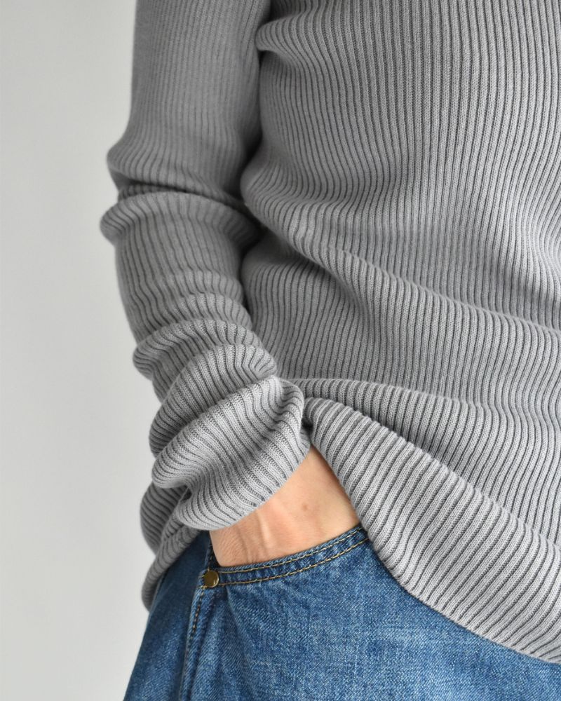 JAPAN WHOLEGARMENT リブニットプルオーバー LightGray