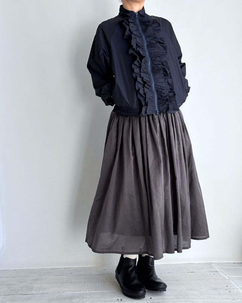 フロントフリル ZIPUP ジャンパー Navy