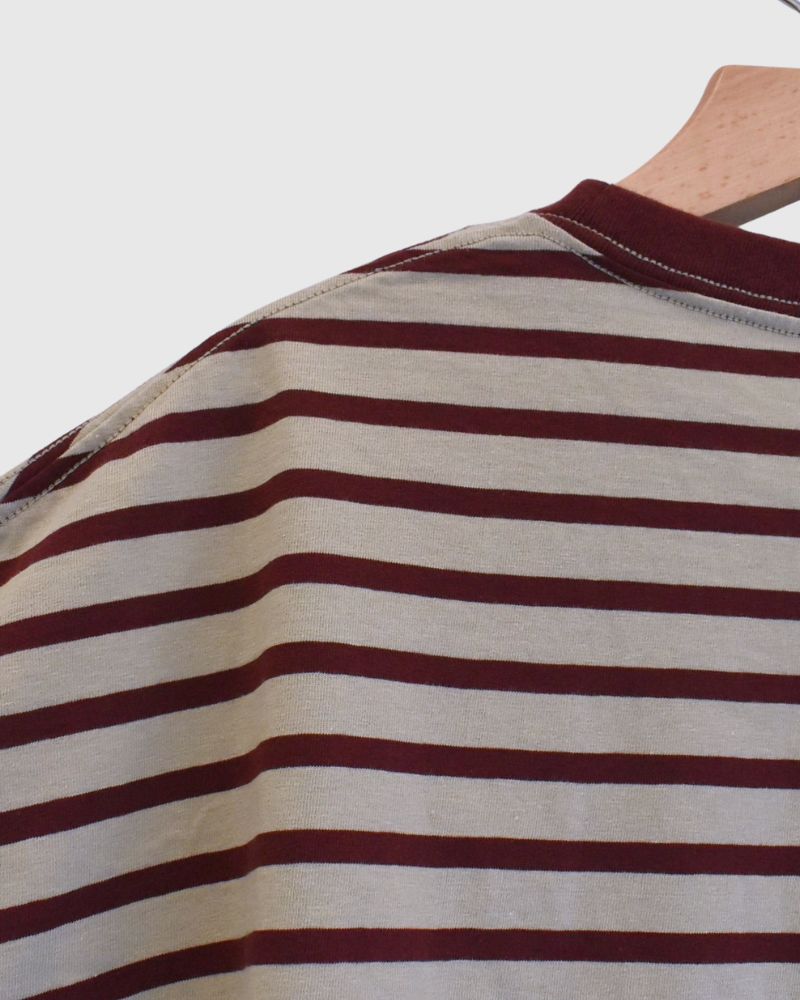 taco cotton ボーダーL/S Beige/Bordeaux