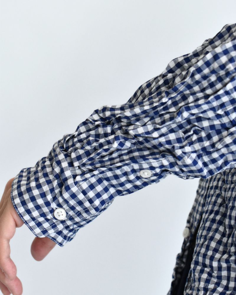 BANDED COLLAR L/SL OVERSIZED SHIRTS BlueGingham