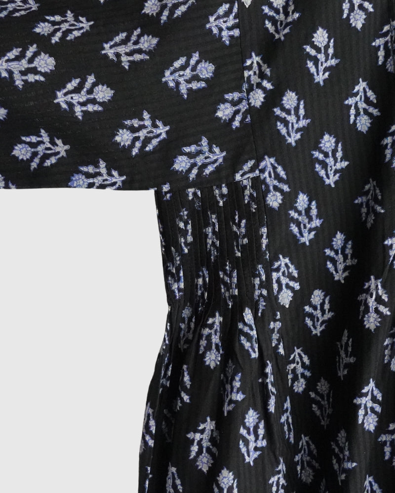 CREW-NECK P/O SHIRT DRESS WITH PINTUCK Black