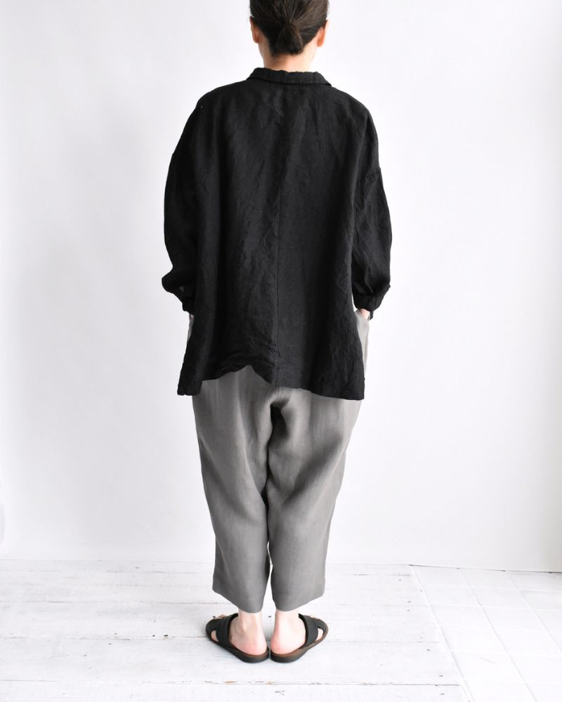 アシメポケットベイカーパンツ（LINEN） DarkGray