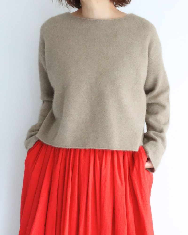 ラクリッチ クルーネックニットプルオーバー Natural