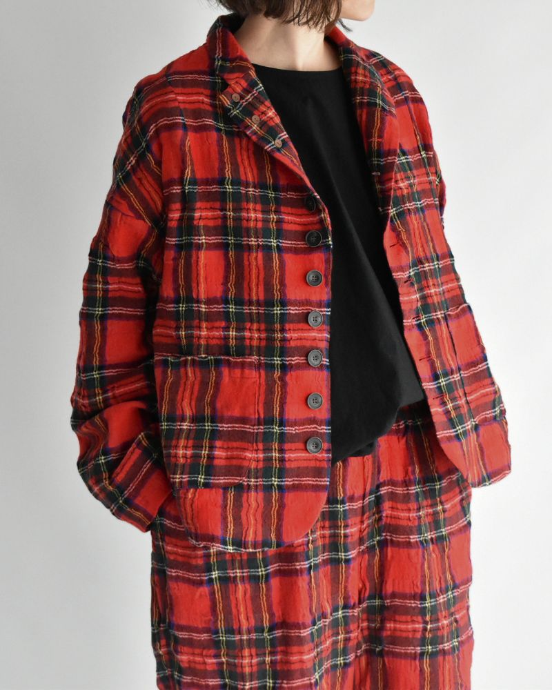 コットンウール タータンチェックジャケット Red